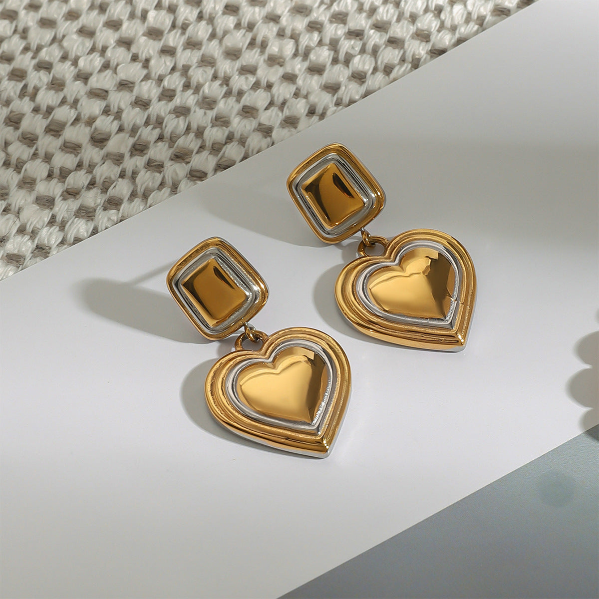 Wholesale  18k gold stainless steel gold and silver color matching love earrings