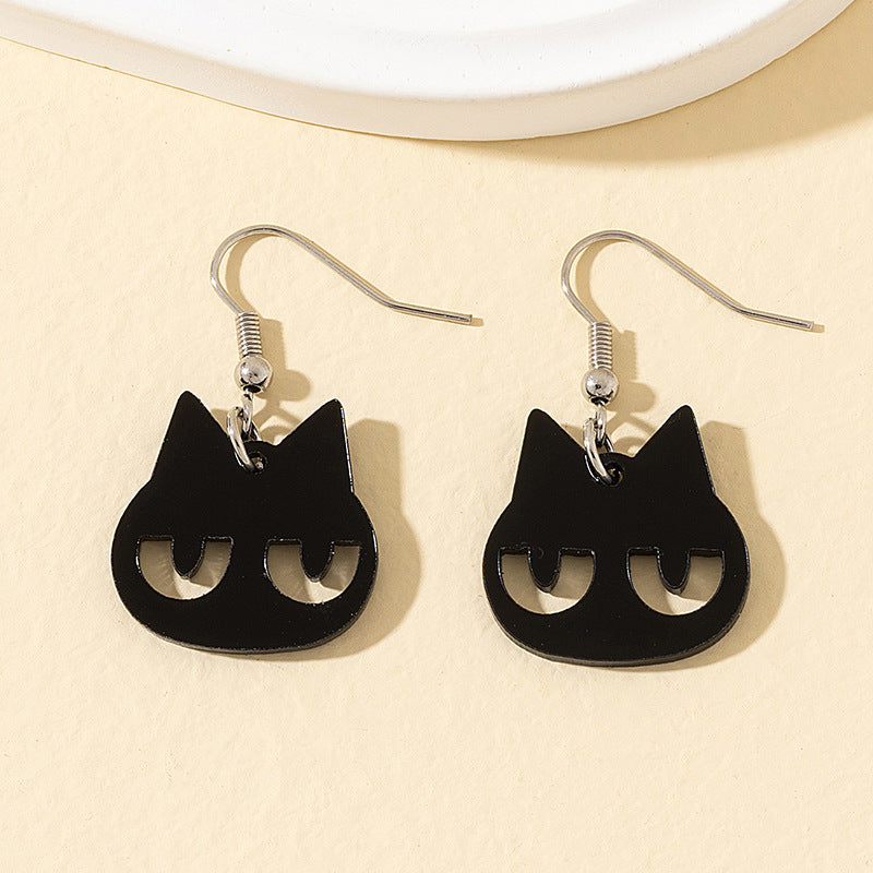 Wholesale Black Cat Acrylic Earrings - Funny Animal Pendant Jewelry for Party &  Gift