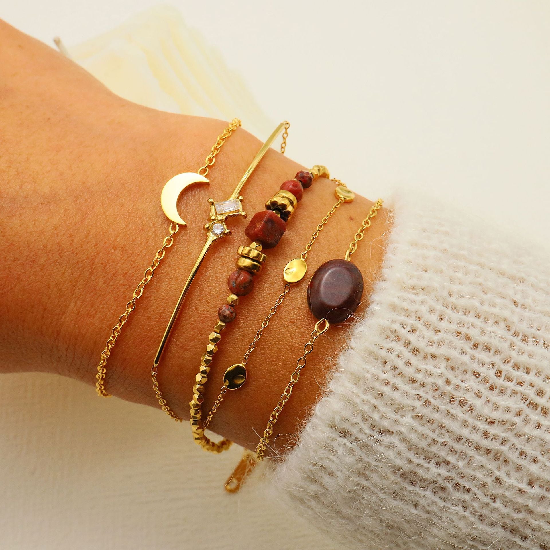 Wholesale Women S Moon Geometric Bracelet Stainless Steel Chic Jewelry Accessory Gift For Boutique Resale