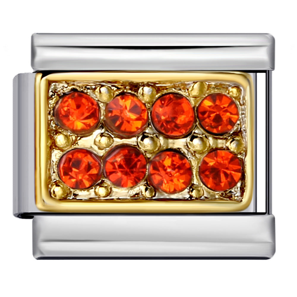 Wholesale Italian Charm Bracelet 9mm DIY Splicing Removable Diamond Square Stainless Steel Composable Bracelet