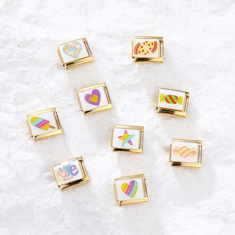 Wholesale Italian Charm Bracelet 9mm DIY Splicing Removable Gold Base Color Series Stainless Steel Composable Bracelet