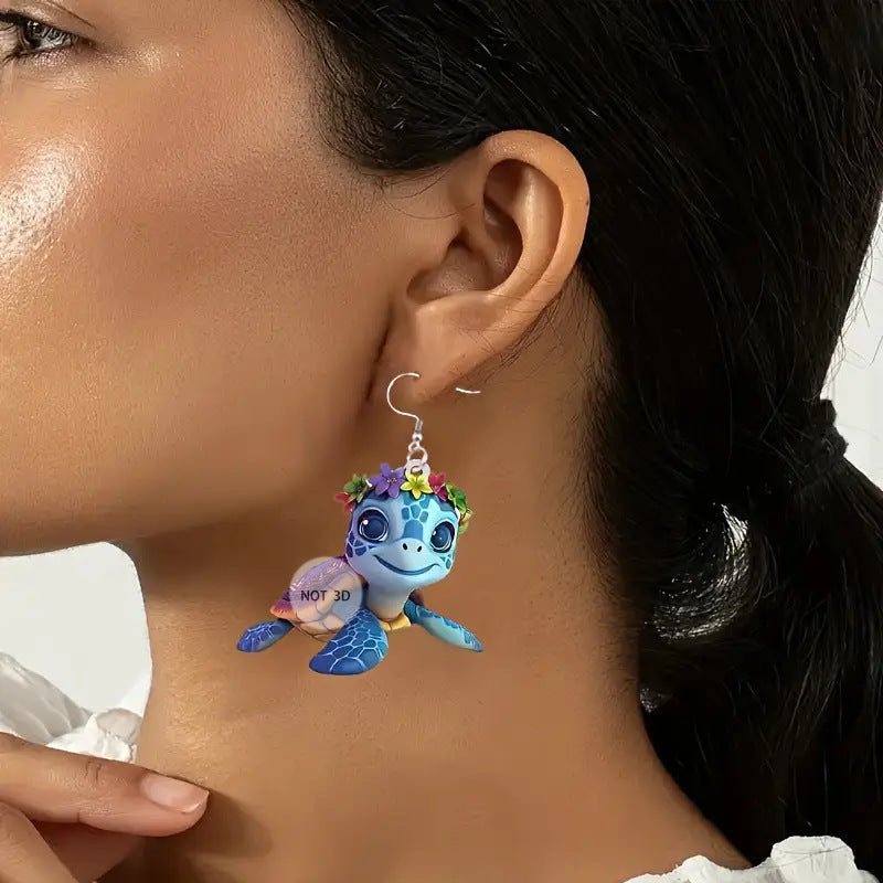 Wholesale  Colorful Turtle 2D Acrylic Earrings