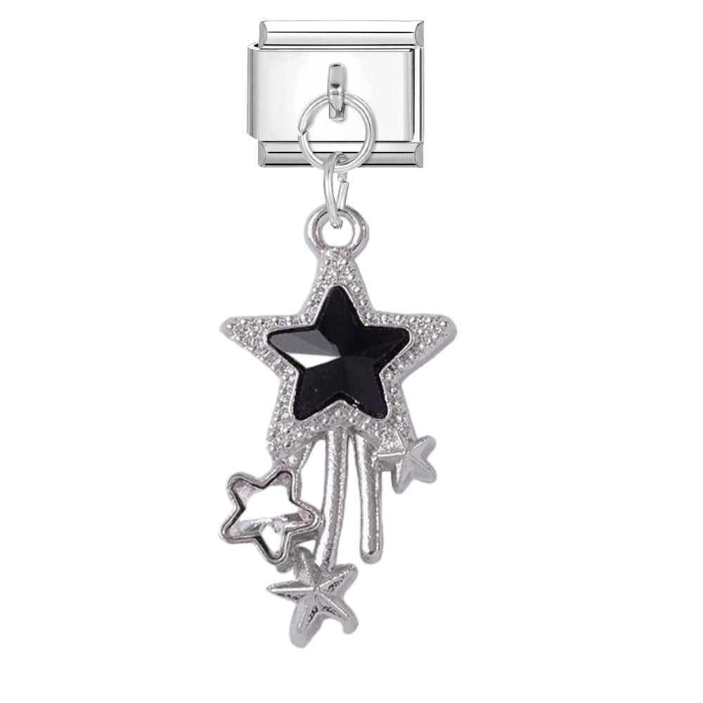 Wholesale Boutique Star Charm Pendant DIY Bracelet Jewelry Accessory Titanium Steel Enamel In Gold Silver Mocha