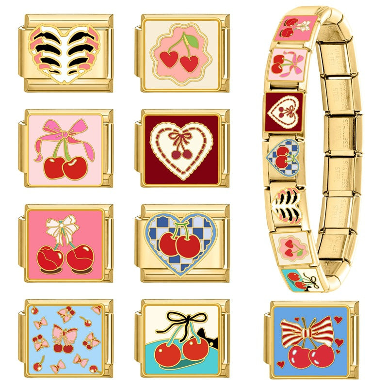 Wholesale 9mm Italian Charm Starter Bracelets DIY square Single Section Creative Stainless Steel Composable Bracelet