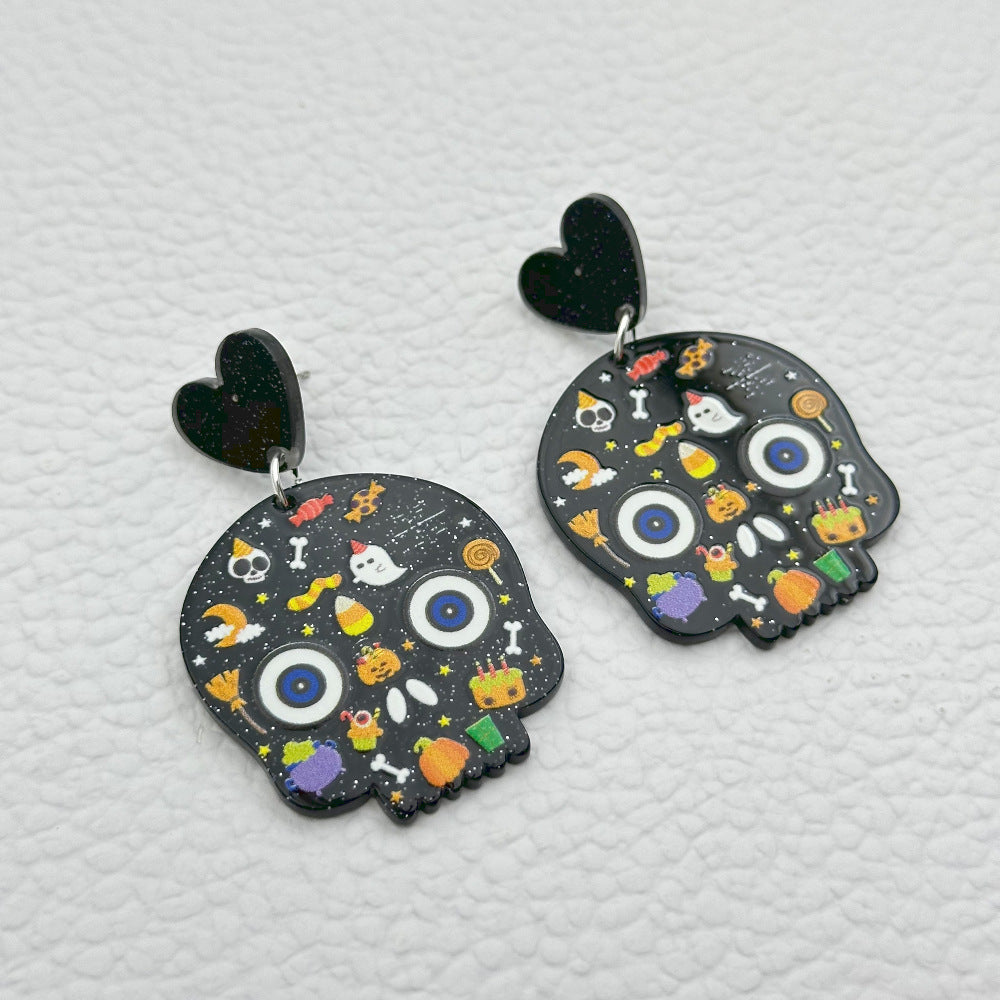 Wholesale Halloween Skull Ghost Acrylic Earrings ACC-ES-Weiw004