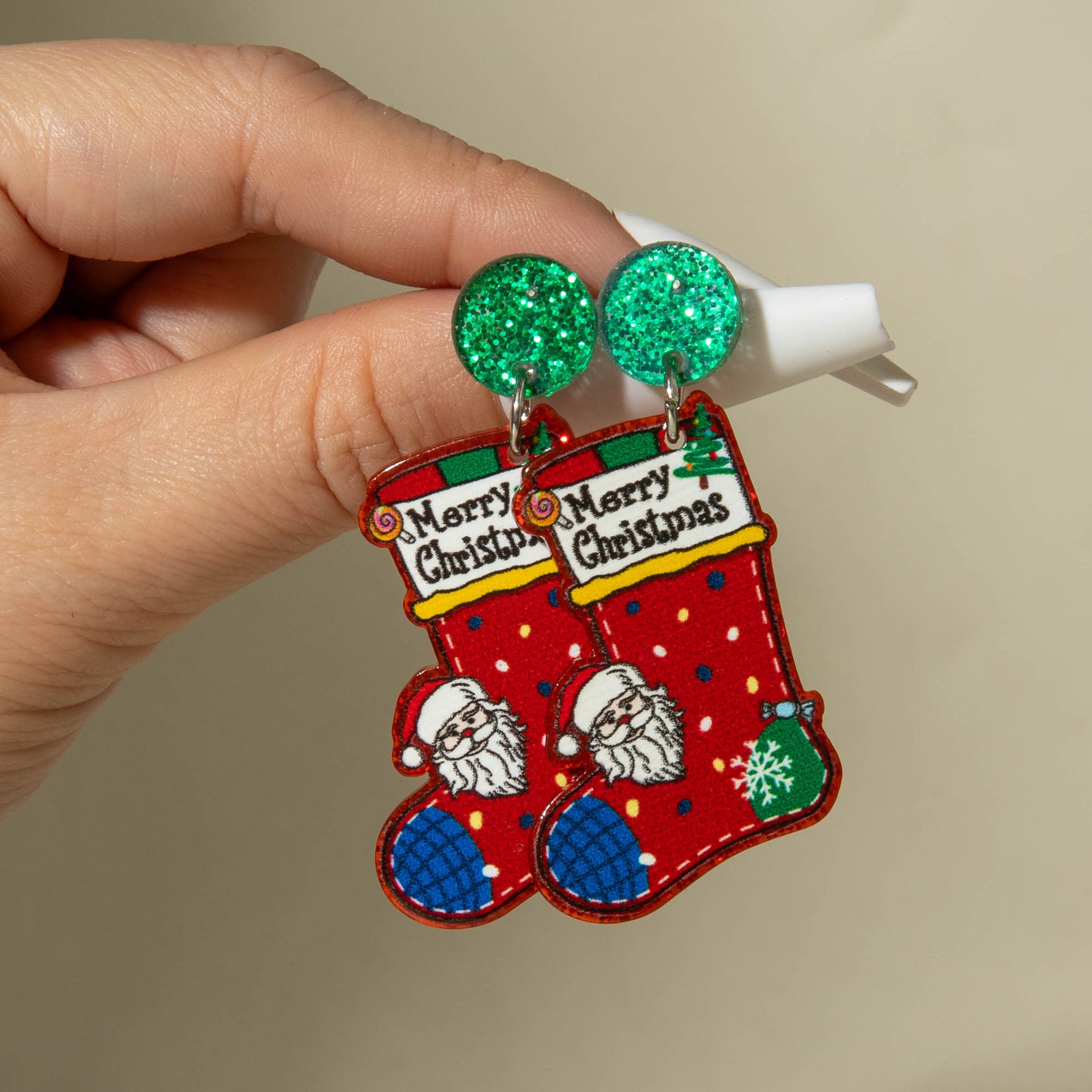 Wholesale Christmas   sequined acrylic earrings