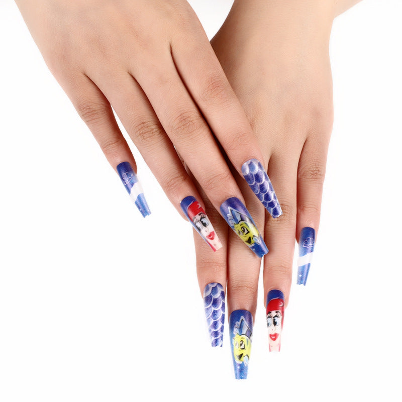 Wholesale 24 Pieces/box Nail Stickers Ballet Nail Mermaid Wearable Nail Press-on Nails Kits ACC-NS-Diqin003