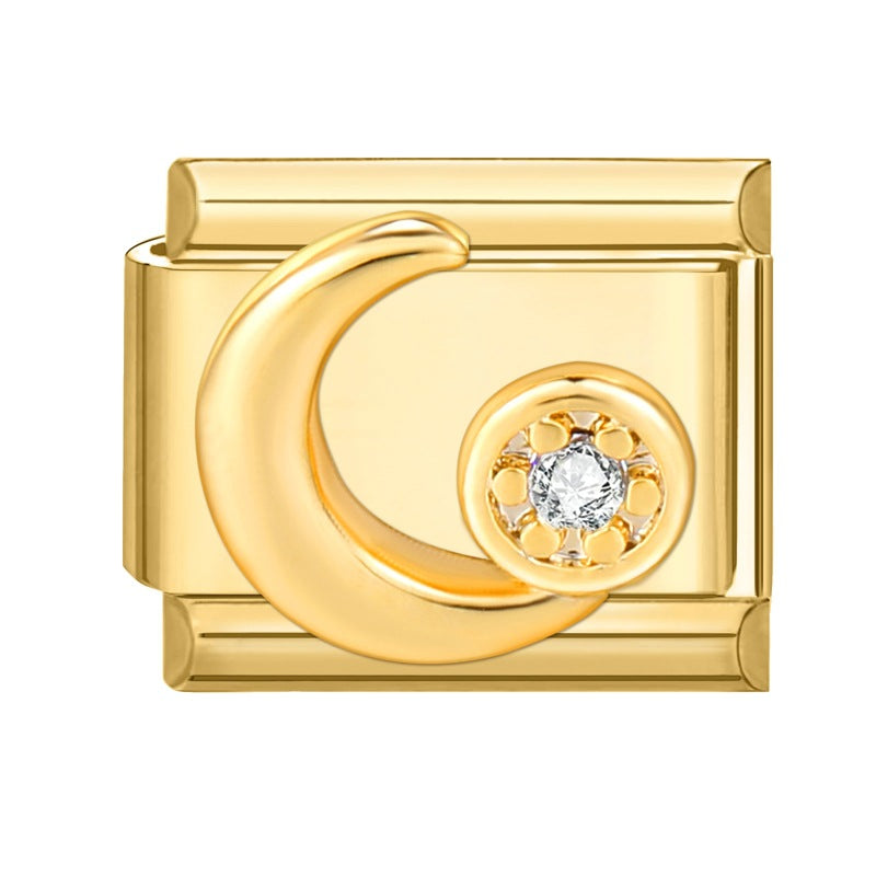 Wholesale Italian Charm Bracelet 9mm DIY Splicing Removable Stainless Steel Gold Base Moon Composable Bracelet