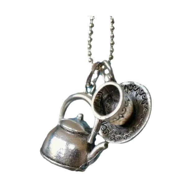Wholesale  Retro Alloy Jewelry Accessories Water Kettle Coffee Cup Pendant Necklace