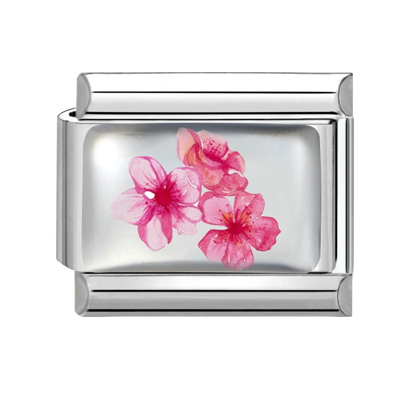 Wholesale Italian Charm Bracelet 9mm DIY Colorful Element Pink Pattern  Creative Stainless Steel Composable Bracelet