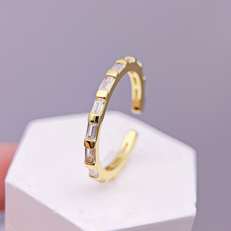Wholesale Rectangular Micro-paved Zirconia Open Adjustable Rings ACC-RS-YXY038