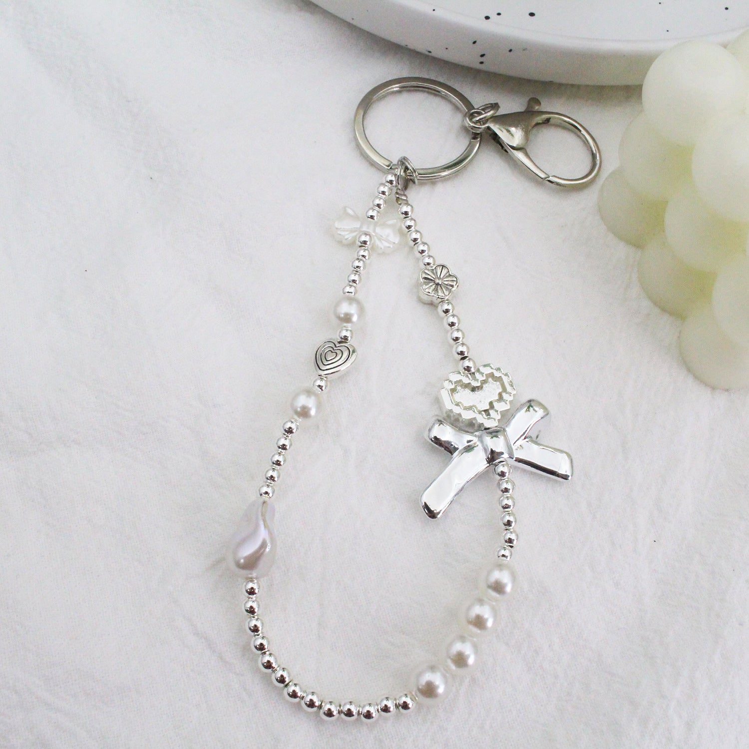 Wholesale Bow Beaded Lanyard Keychains ACC-KC-Jiuxing002