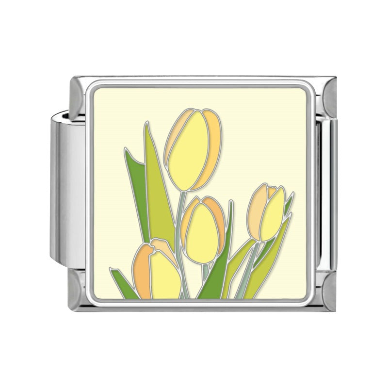 Wholesale Flower Module DIY Bracelet Set Italian Creative Design Stainless Steel Jewelry for Boutique Resale