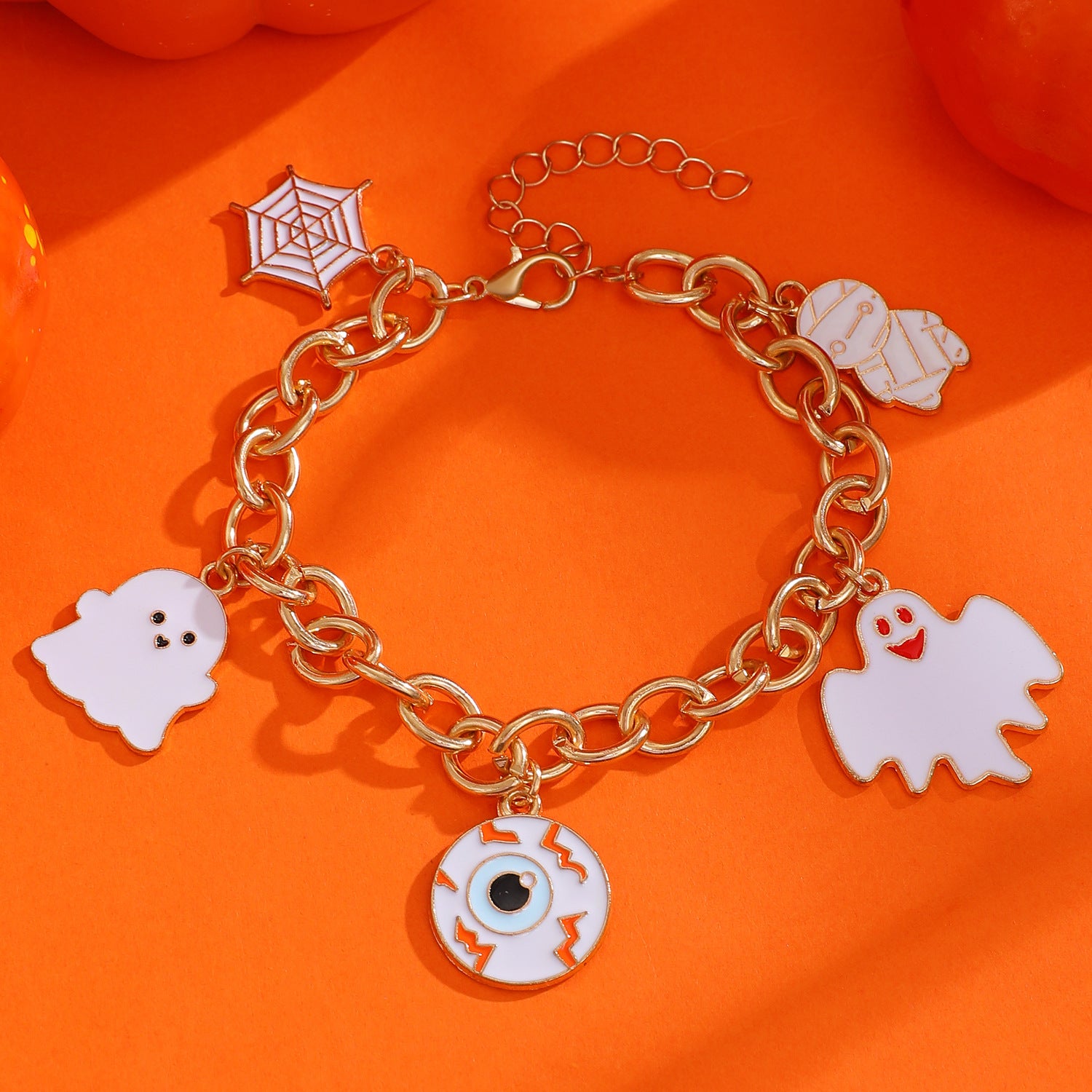 Wholesale Funny  Pumpkin Skull Soft Clay Bracelet - Women' s Trendy Jewelry Accessory for Resale