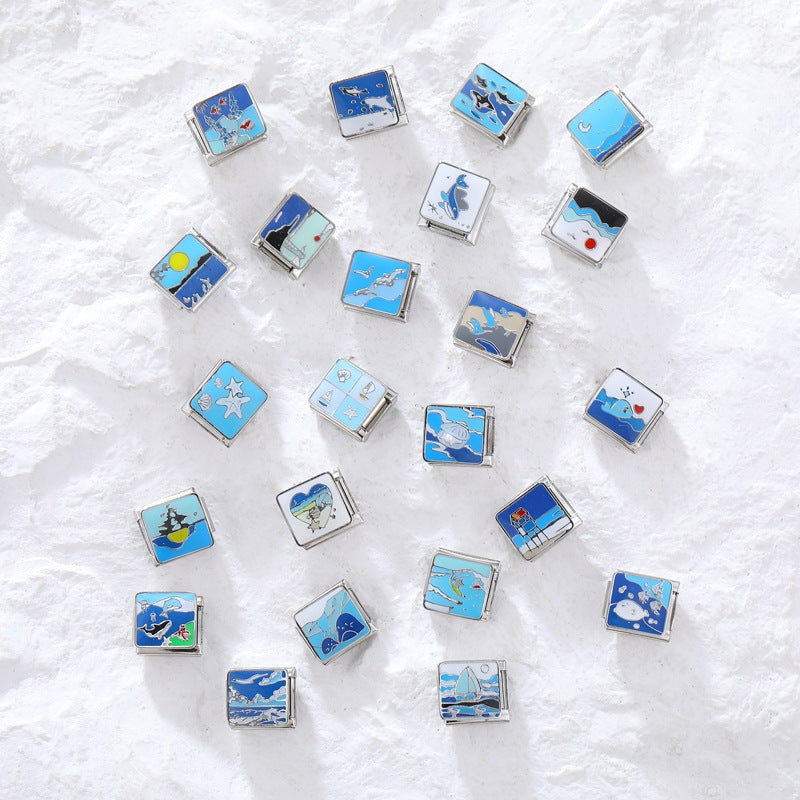 Wholesale Italian Charm Bracelet 9mm DIY Splicing Removable Marine Series Titanium Steel Composable Bracelet