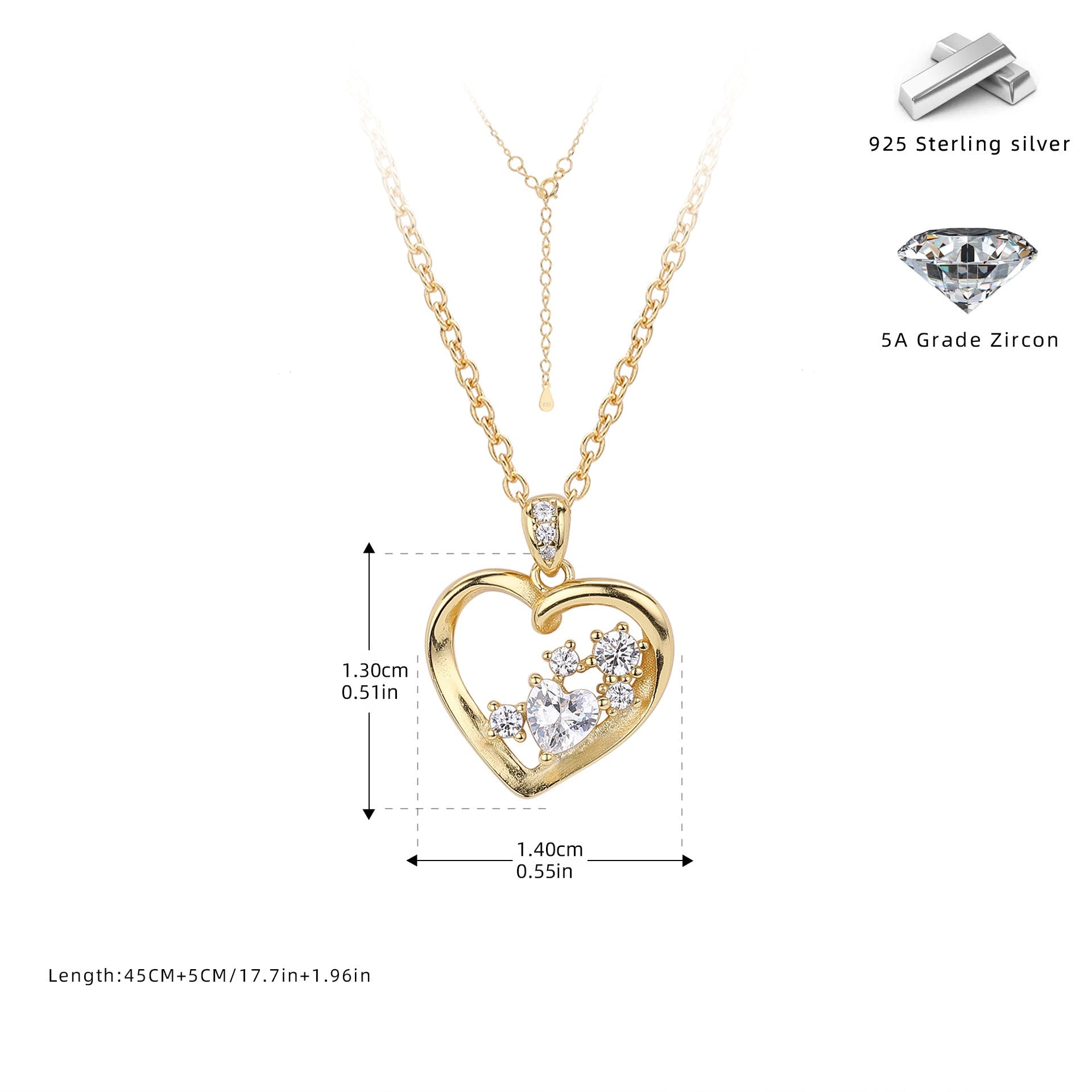 Wholesale S925 Sterling Silver Heart-shaped Light Luxury Clavicle Chain Beautiful Necklace