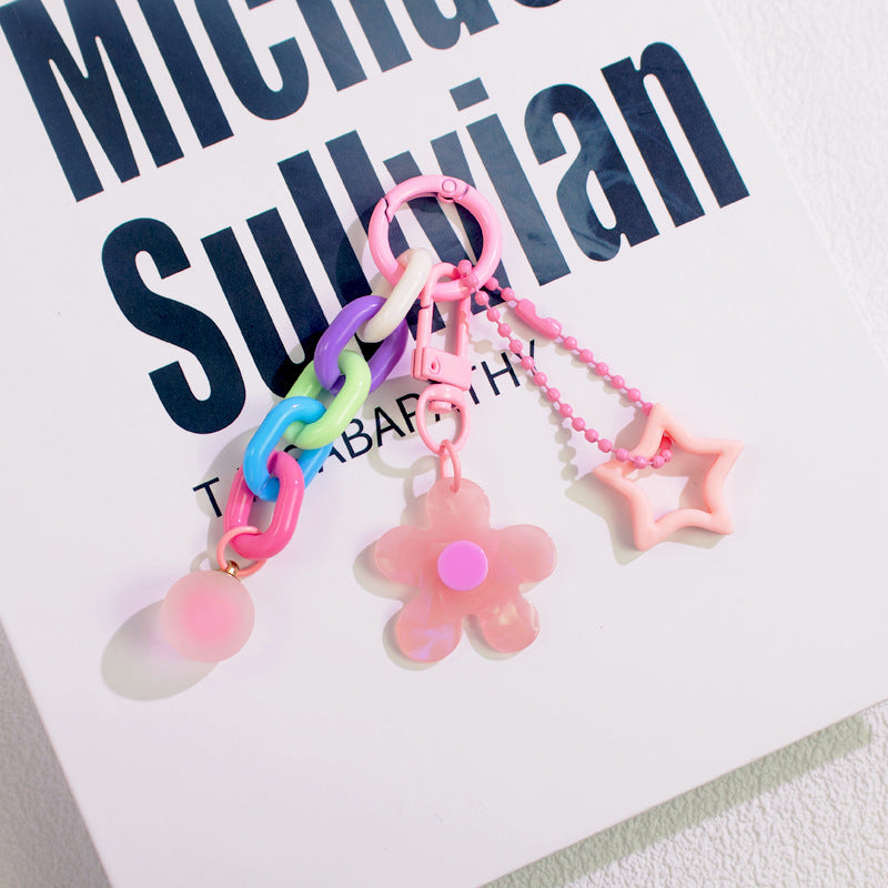 Wholesale flower keychain acrylic ornaments colorful stars  keychain