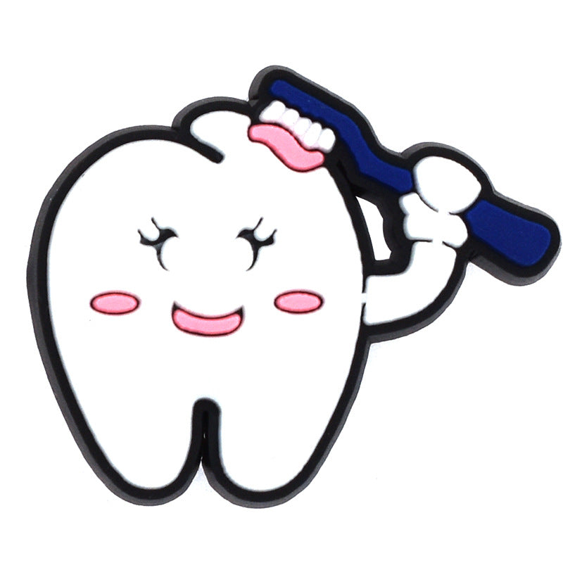 Wholesale Random 100pcs  cartoon toothbrush   PVC Soft Rubber Shoe Buckle Decoration