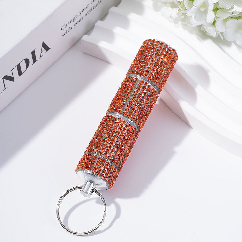 Wholesale diamond-encrusted pill bottle keychain