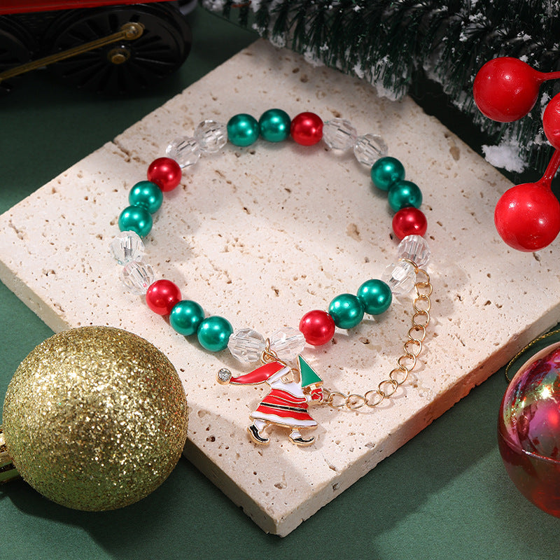 Wholesale Christmas Gift Beaded Letter Elastic Bracelet suit