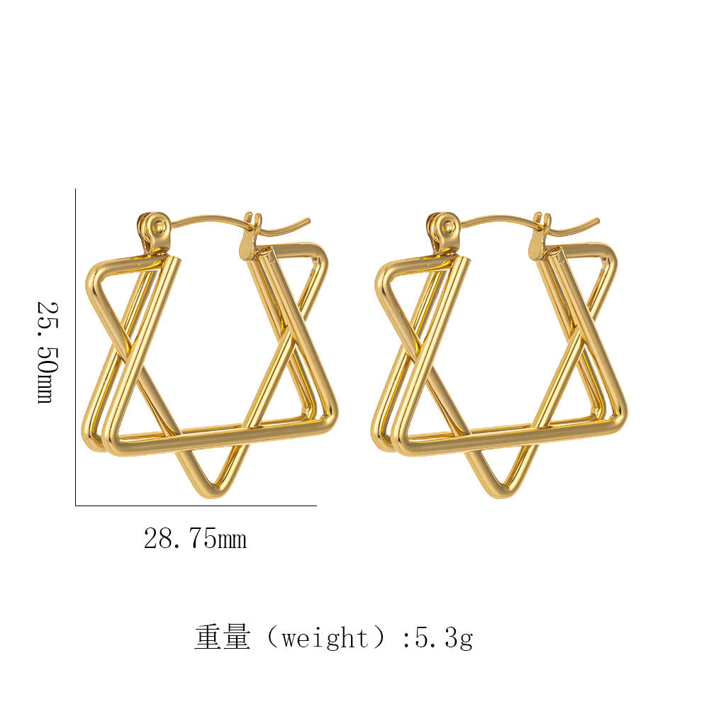Wholesale Exaggerated retro titanium steel 18k gold twisted earrings