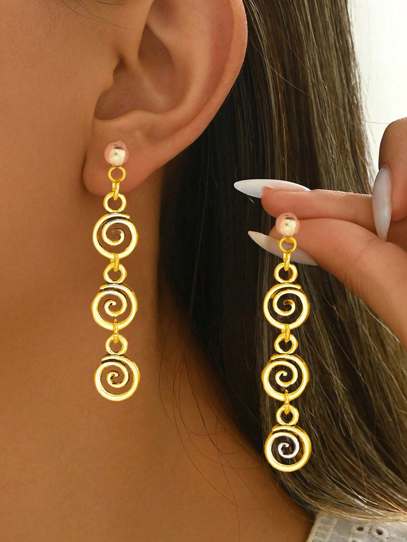 Wholesale Punk Cowboy Long Earrings Antique Silver Star Swirl Alloy Jewelry Fashion Accessory Party Wear Boutique