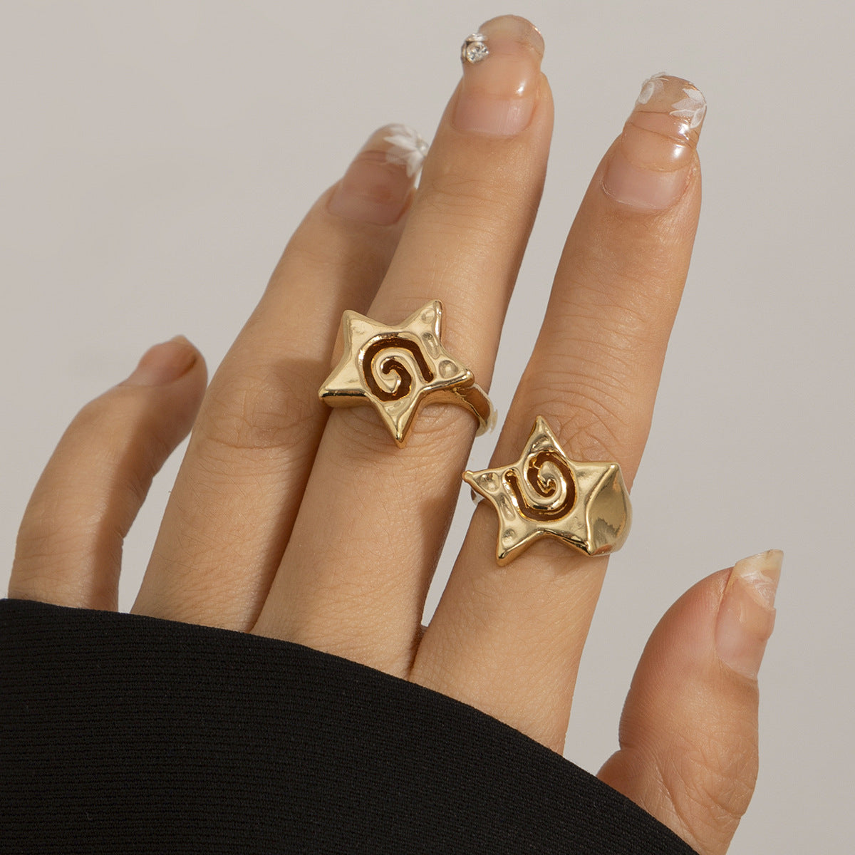 Wholesale  three-dimensional star ring rings spicy beauty opening ring