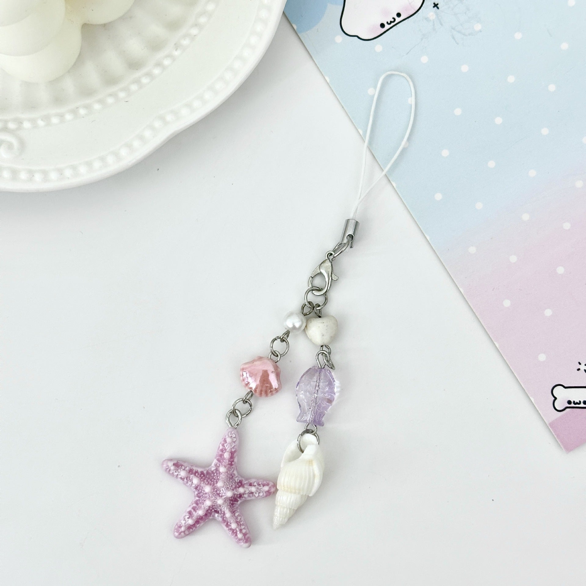 Wholesale Shell Starfish Beaded Keychain