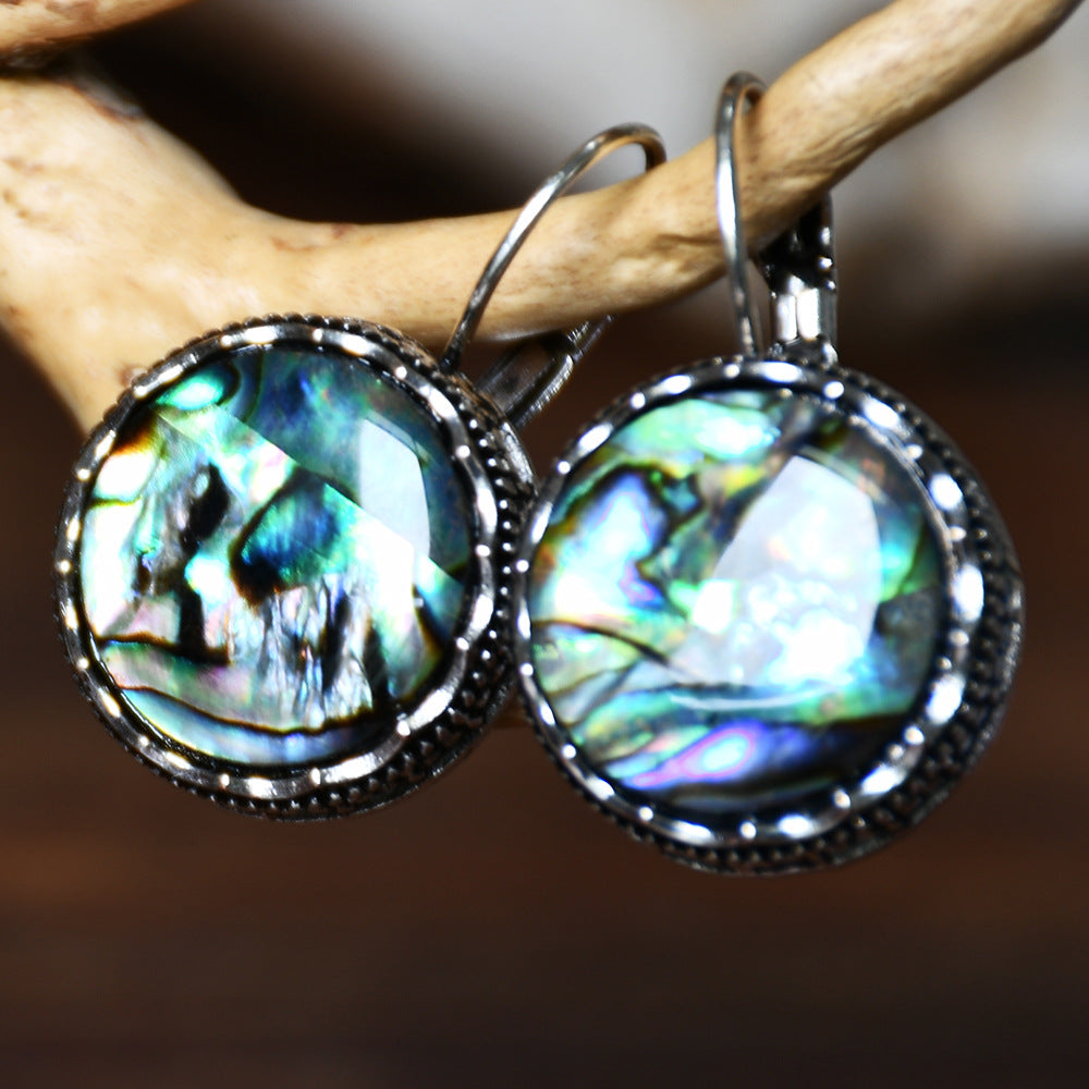 Wholesale Electroplated Mixed Material Drop Earrings Retro Water Droplet Style Fashion Accessory for Women