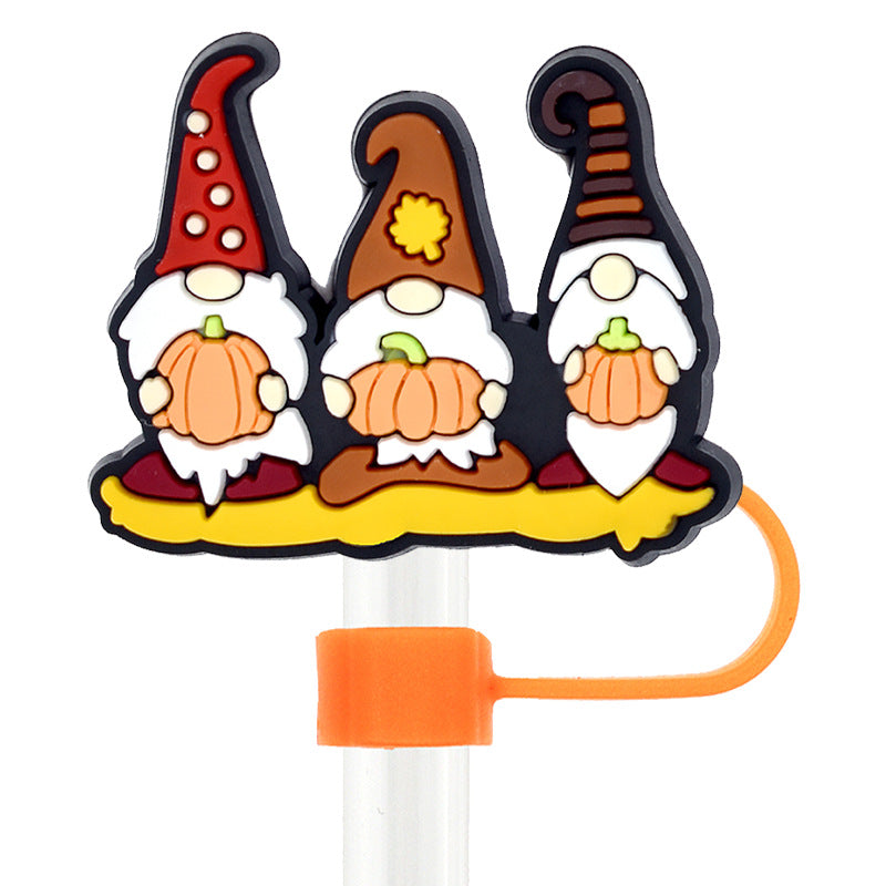 Wholesale Random 100pcs Thanksgiving 10mm Soft Glue Straw Plug Straw Tube Cap ACC-SCR-RYY069