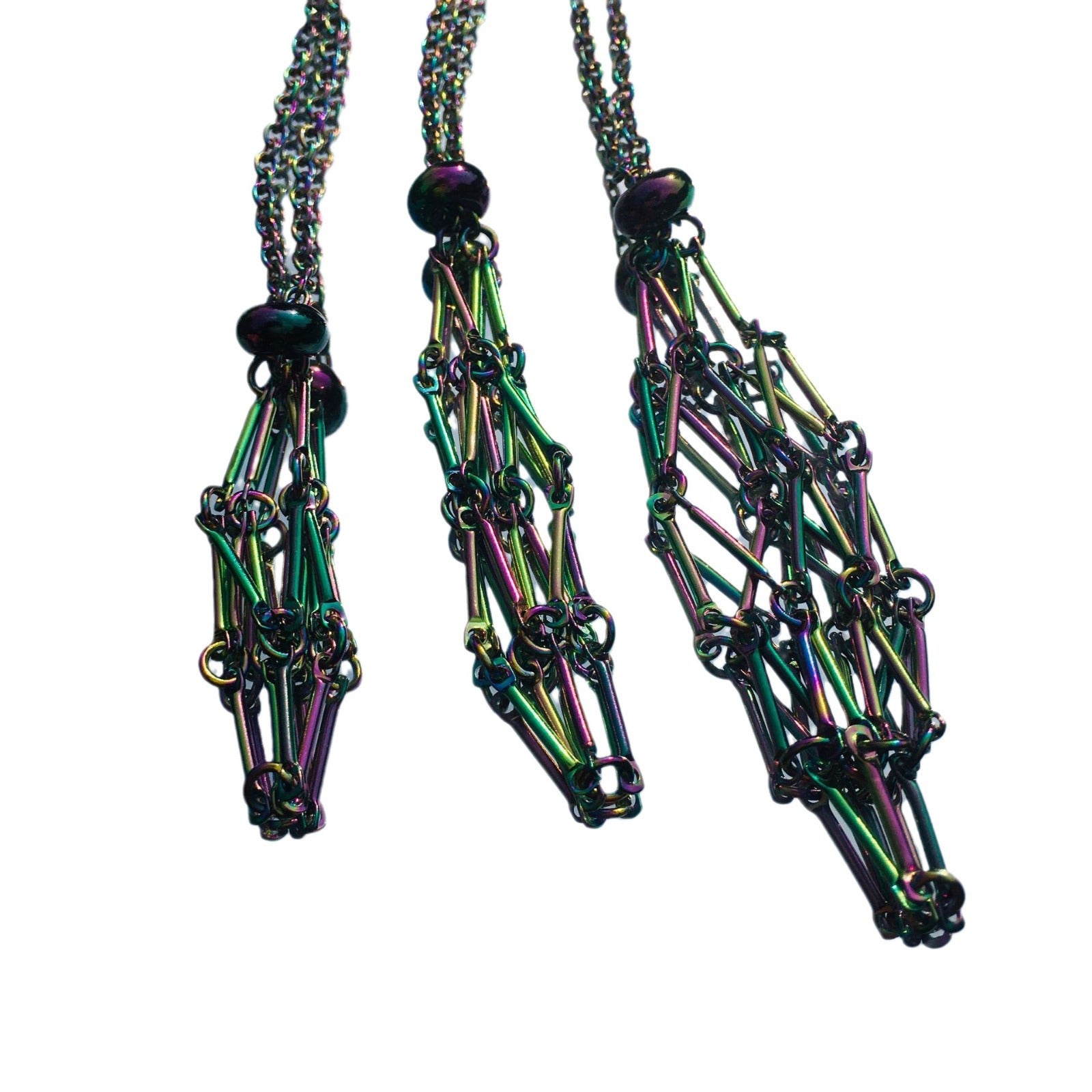 Wholesale Crystal Natural Stone Electroplated Color Bamboo Adjustable Metal Mesh Necklace ACC-NE-RongGuan002