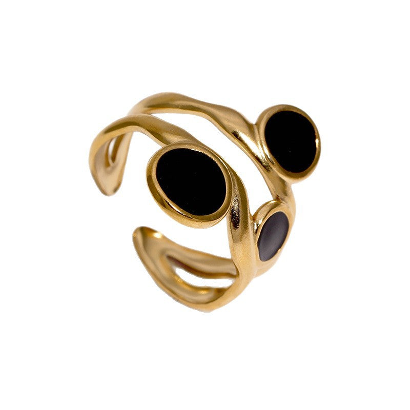 Wholesale Gold Plated Stainless Steel Open Ring Irregular Twisted Design Artistic Jewelry For Women Fashion Accessory Gift