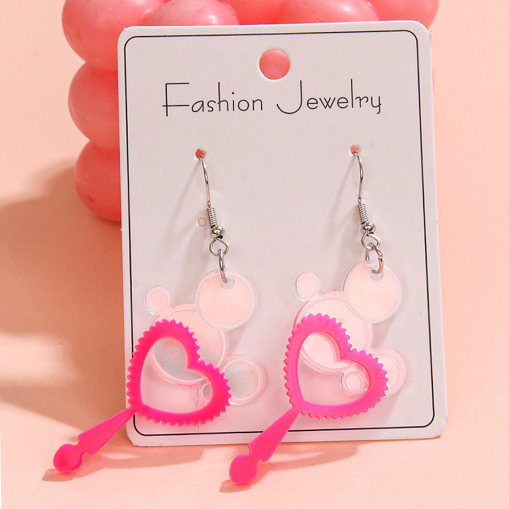 Wholesale Colorful Bubble Heart Stick Acrylic Earrings