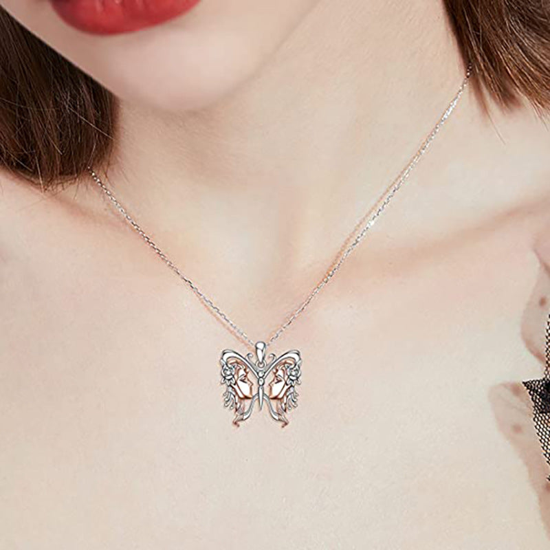 Wholesale  butterfly diamond pendant personalized creative face butterfly necklace