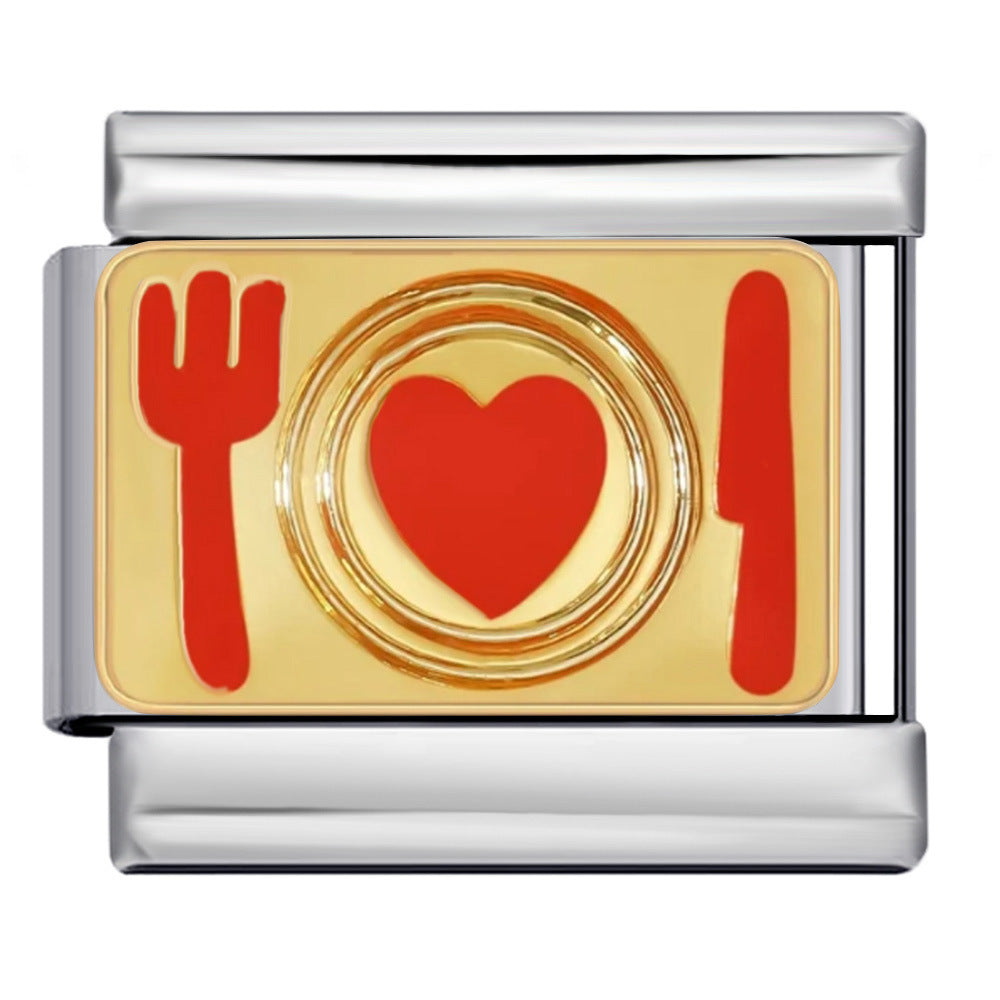 Wholesale Italian Module Bracelet New Titanium Steel Welding Oil Dropping Cartoon DIY Bracelet