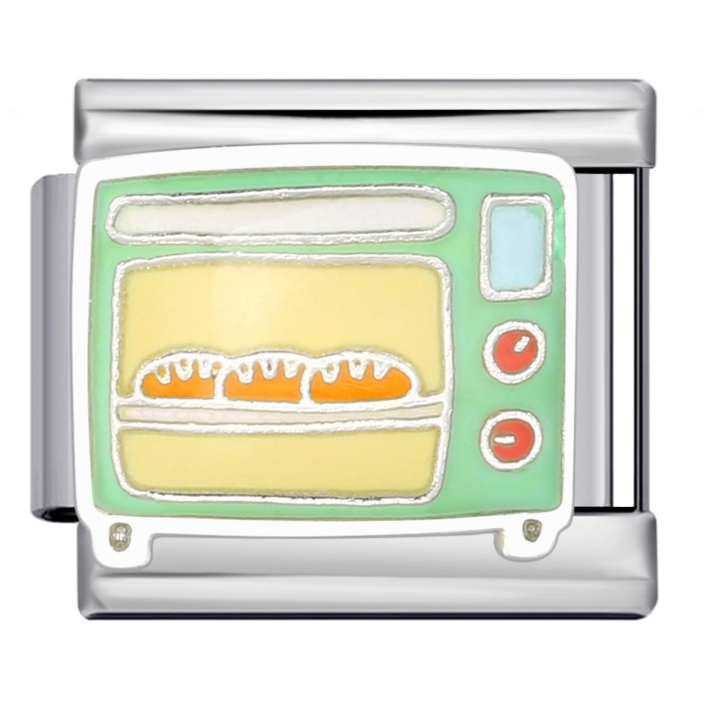 Wholesale  Italian moduleTitanium steel gold-plated oil drip welding pattern DIY  bracelet