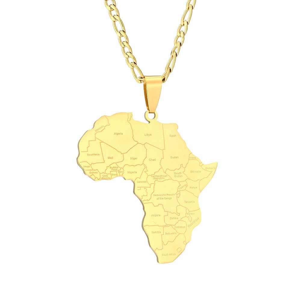 Wholesale stainless steel pendant  African map necklace