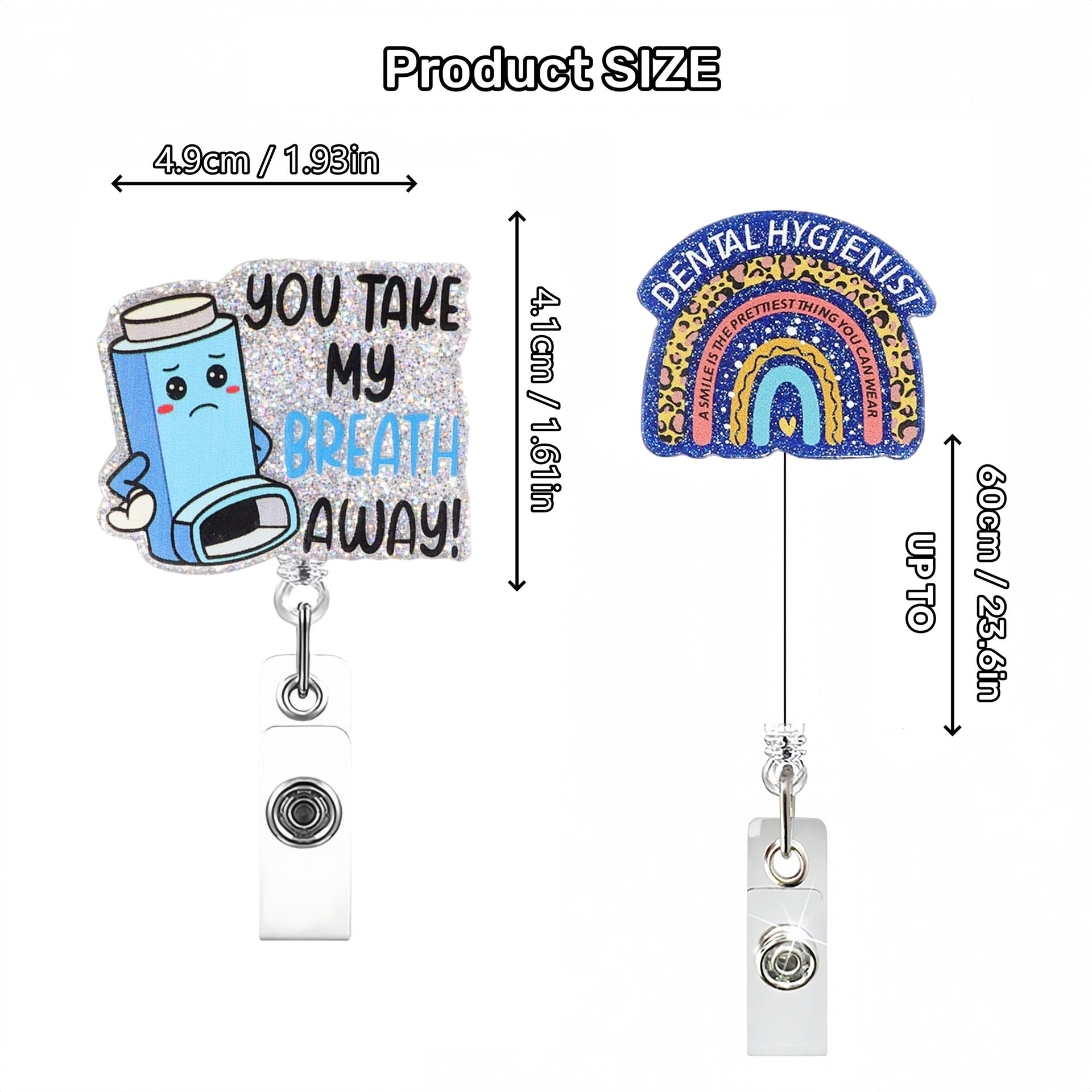 Wholesale Creative pattern acrylic Retractable Rotating Badge Keychain