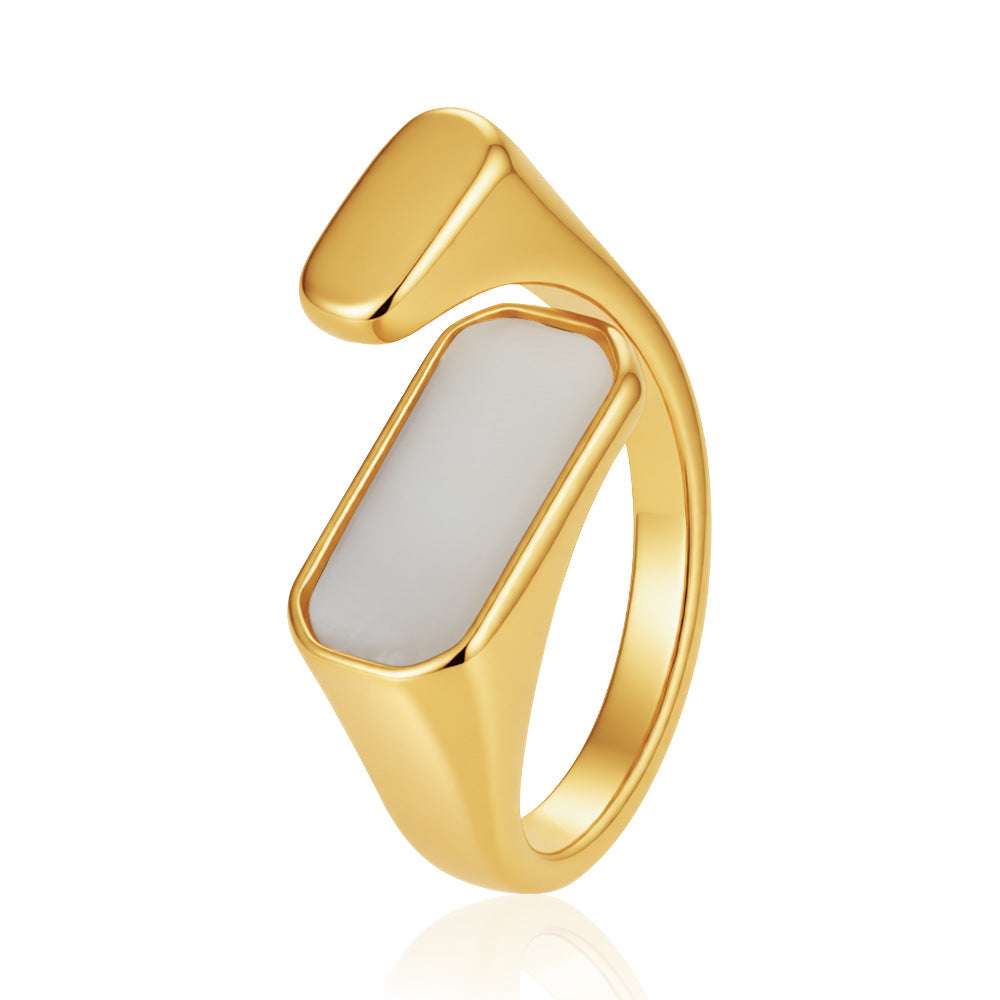 Wholesale Trendy Stainless Steel Cross Ring with Honeycomb Design,  Gold Finish Open Ring Fashion Accessory for Women