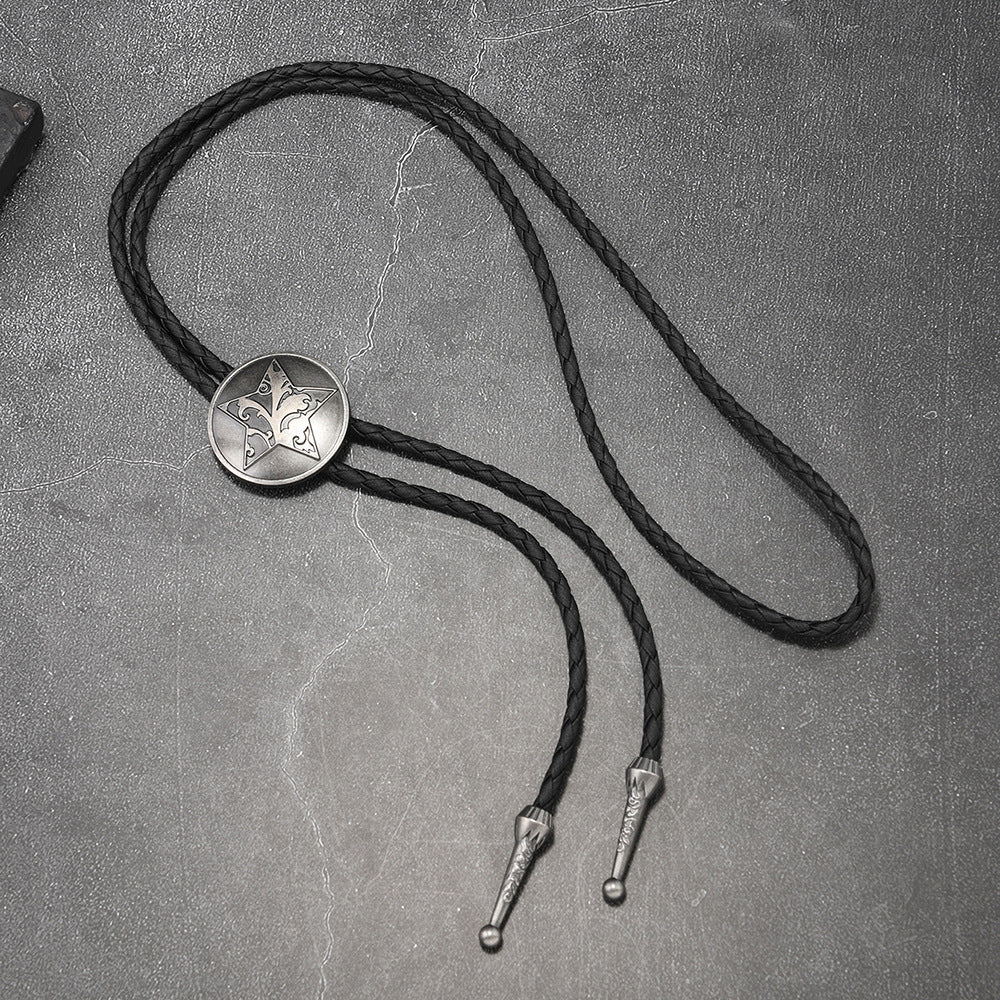 Wholesale Retro Star Pendant Bolo Tie Necklace Adjustable Leather Men S Trendy Jewelry Accessory
