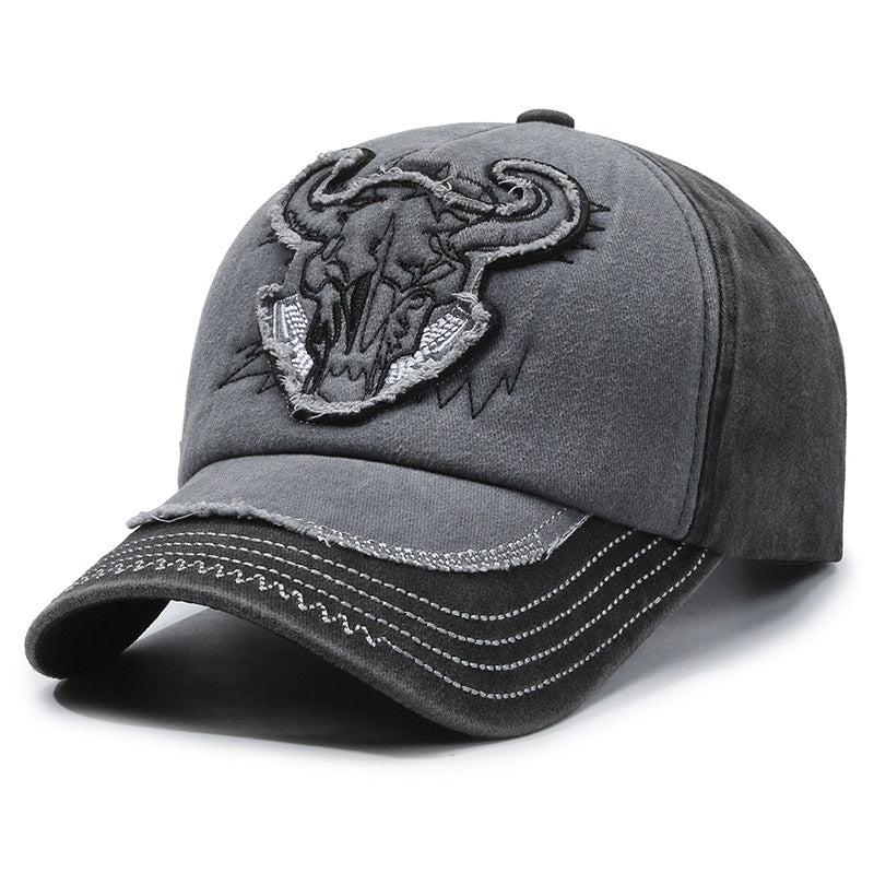 Wholesale Retro Bull Head Baseball Cap Washed Cowboy Peaked Cap Hat ACC-HT-YiShangmei001