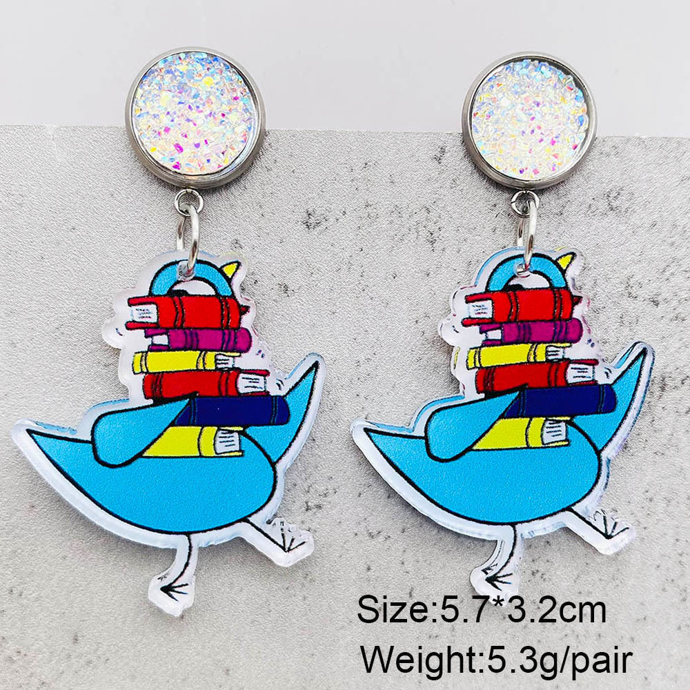 Wholesale  cartoon animal earrings  Dog elephant reading acrylic earrings