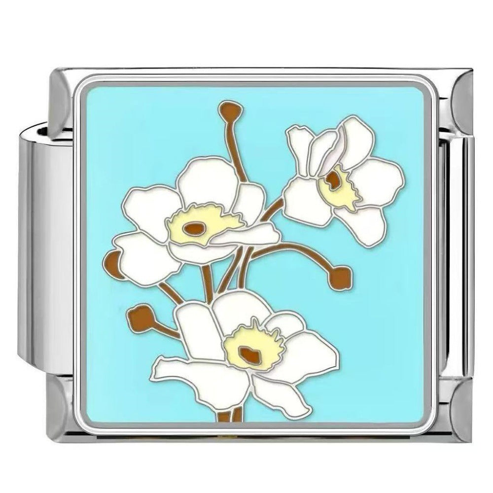 Wholesale DIY modular bracelet with floral pattern,  original design,  Italian Charms Bracelet