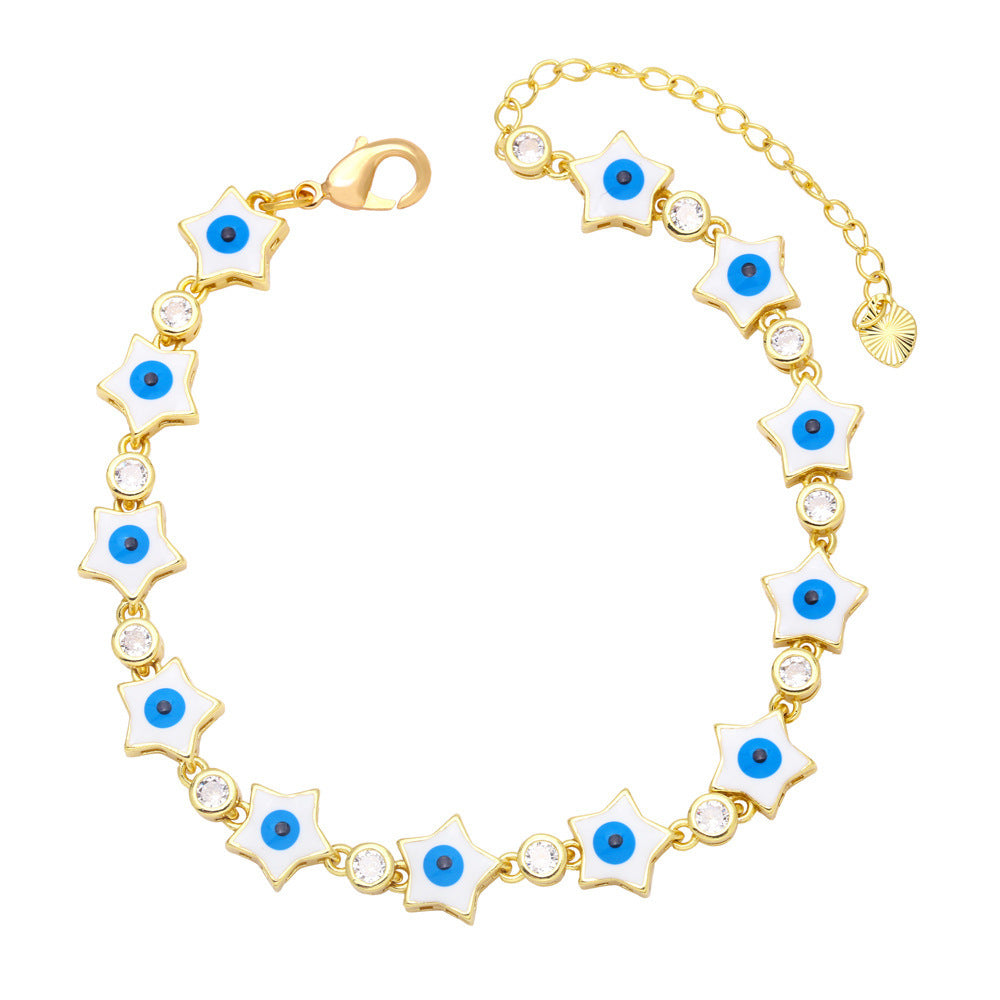 Wholesale Devil's Eye Bracelet Color Drop Oil Eye Star Zircon Bracelet