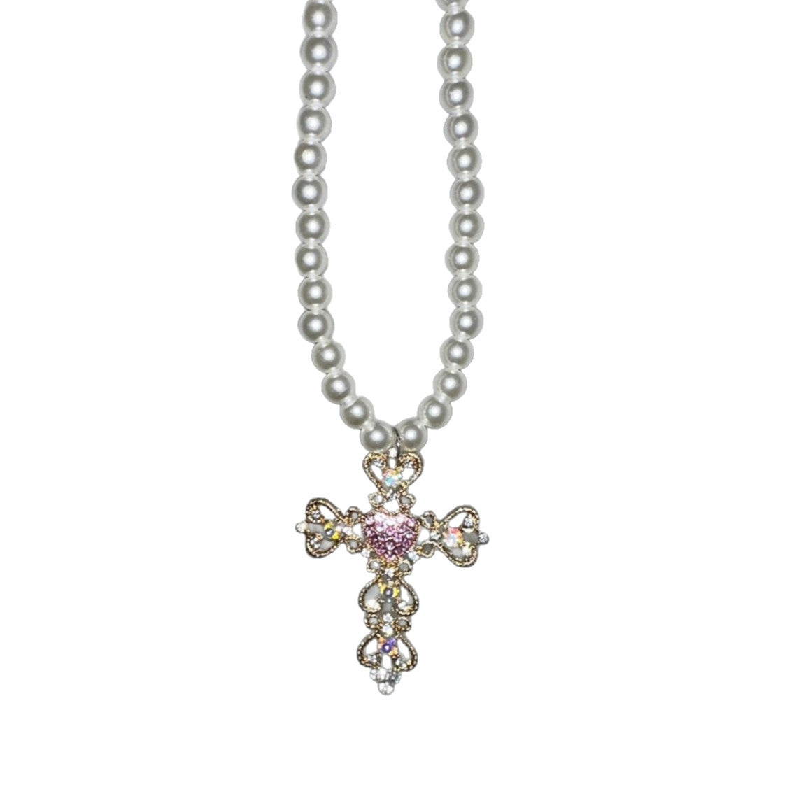 Wholesale  Cross Necklace  Colorful Diamonds and Pearls Necklaces