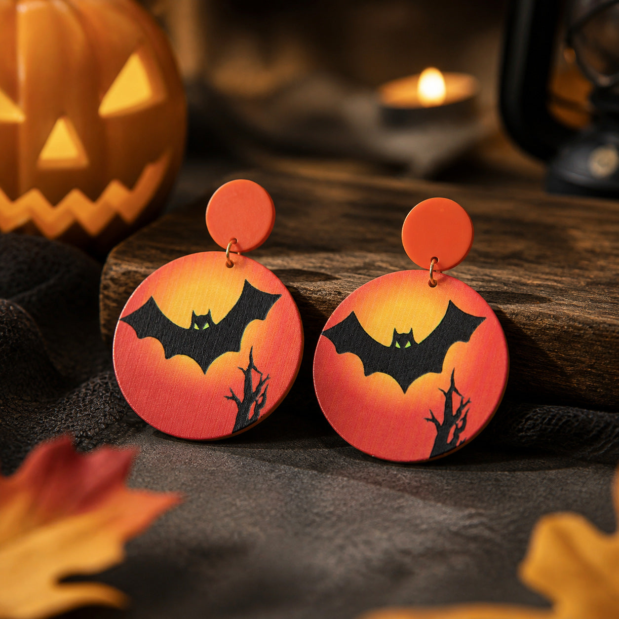 Wholesale Gothic  Earrings Acrylic Ghost Pumpkin Bat Skull Party Jewelry Accessory