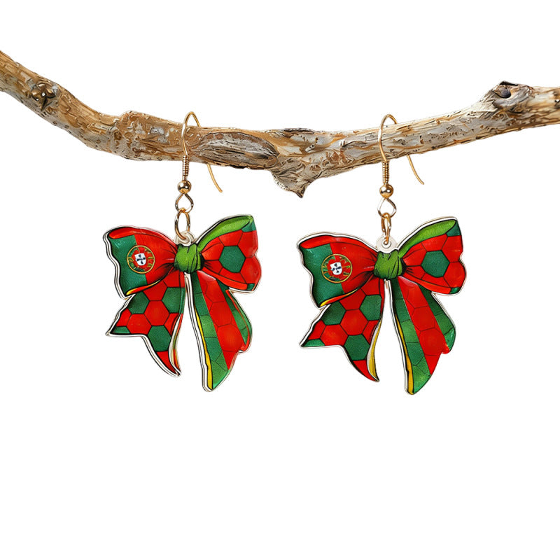 Wholesale USA Mexico Canada Soccer Bow Acrylic Earrings