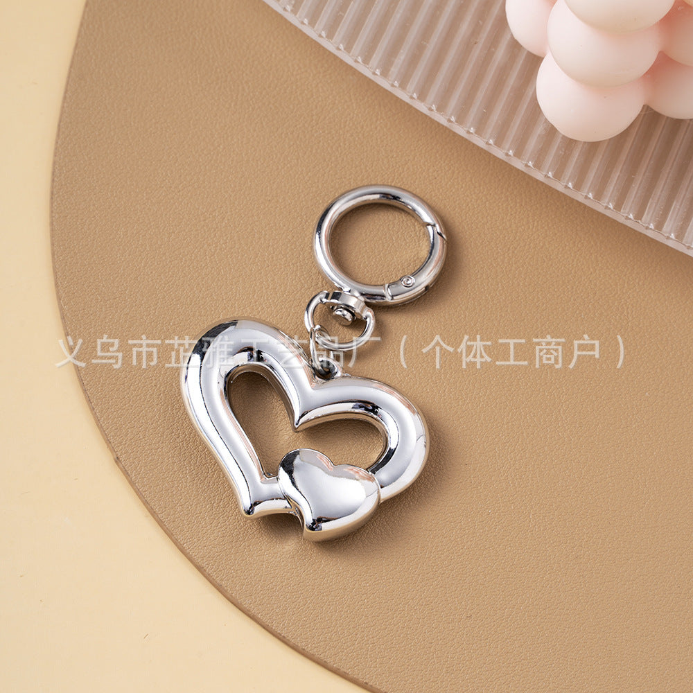 Wholesale Light Luxury Resin Alloy Peach Heart Pearl Keychains