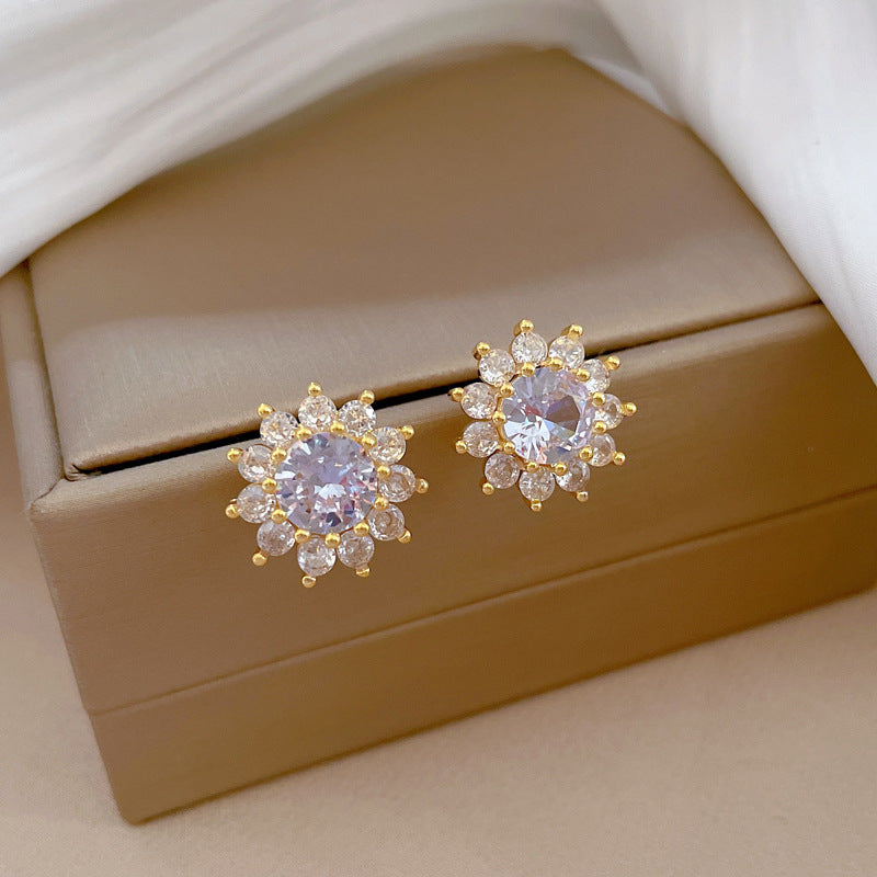 Wholesale Titanium Steel Sunflower Necklace Earring Set ACC-NE-LiGe004