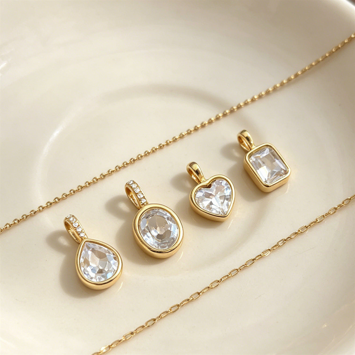 Wholesale Geometric Love Pendant Stainless Steel Zircon Chic Jewelry Accessory For Boutique Resale